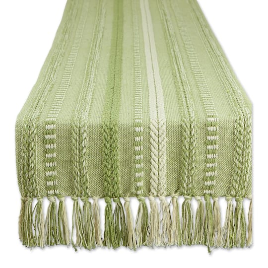 Design Imports Braided Stripe Textured Table Runner, 15" x 72" - Antique Green